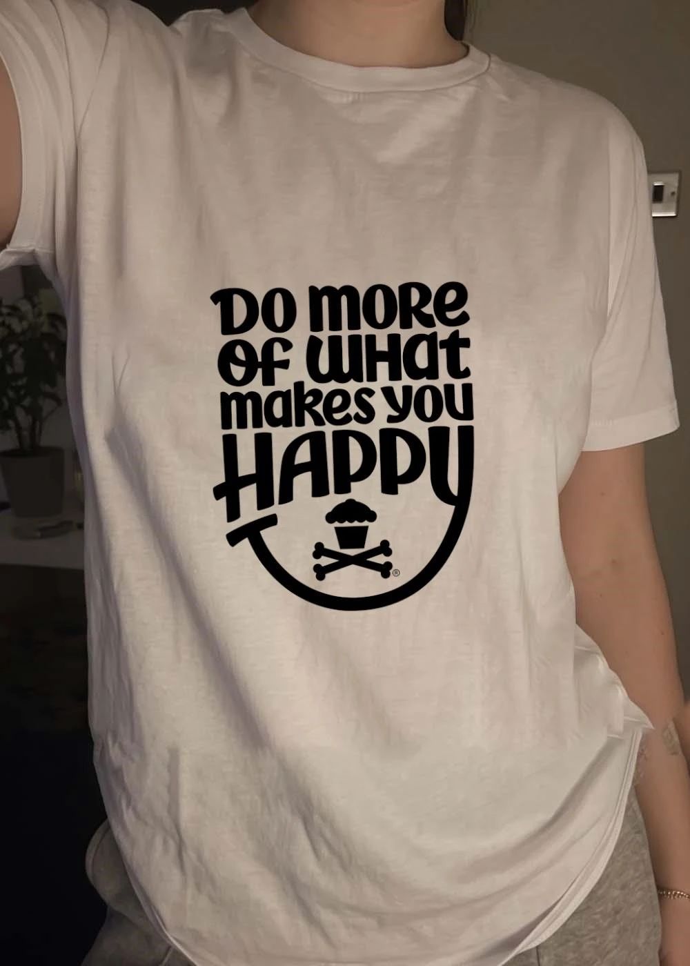 Do More of What Makes You Happy Cupcake Skull Crossbones T-Shirt