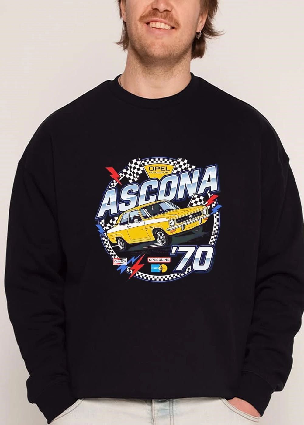 Opel Motorsport Ascona Champion Speedline 70 Yellow Rally Car Checkered Flag Badge shirt
