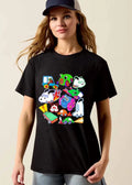Cartoon Sketch Colorful Animal Toy Race Cars Rocket Exhaust Flames shirt