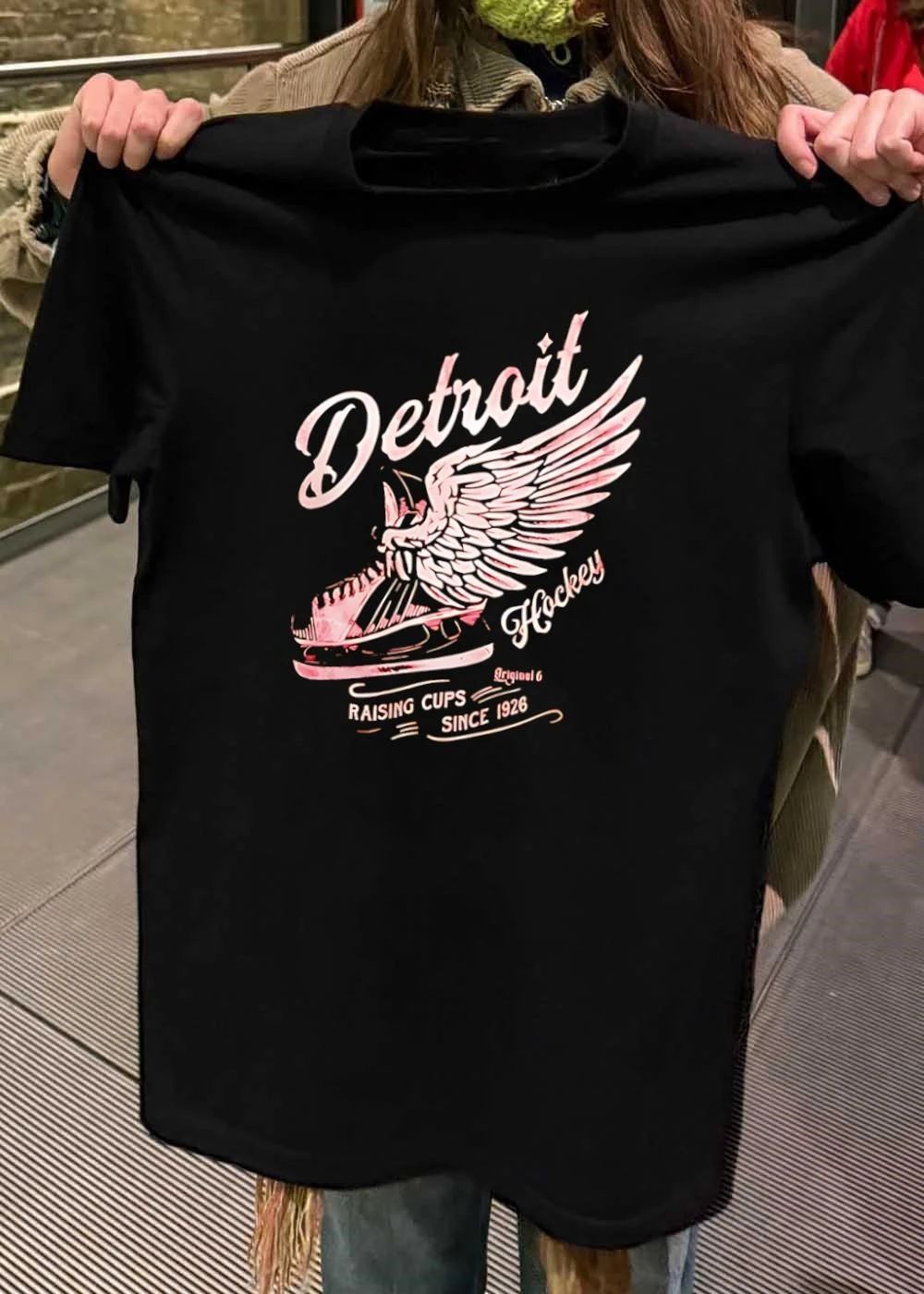 Original 6 Raising Cups Since 1926 Detroit Hockey Winged Skate T-Shirt