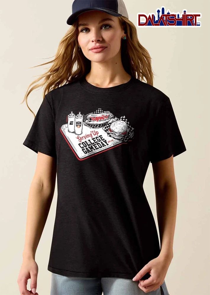 Espn NCAA Serving Up College Gameday Since 1987 Food Tray Hot Dog Burger Sketch shirt