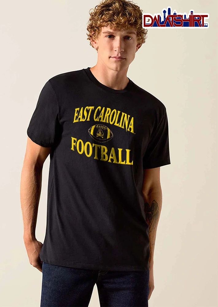 East Carolina Pirates NCAA Football Ecu Skull Crossbones Yellow Outline shirt