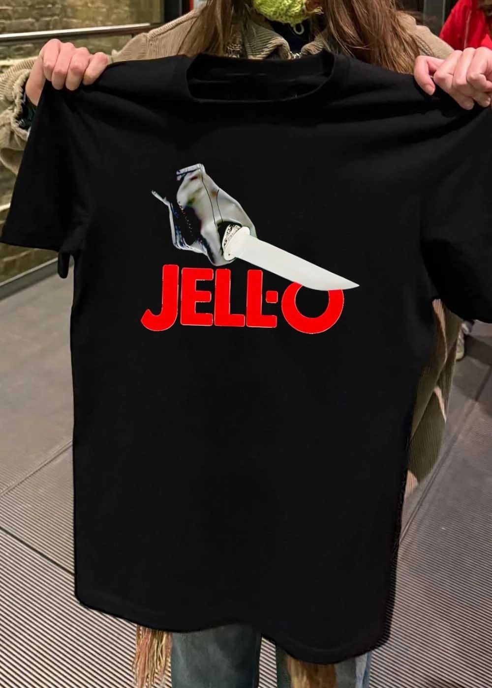 Gloved Hand Stabbing Jello Logo T-Shirt