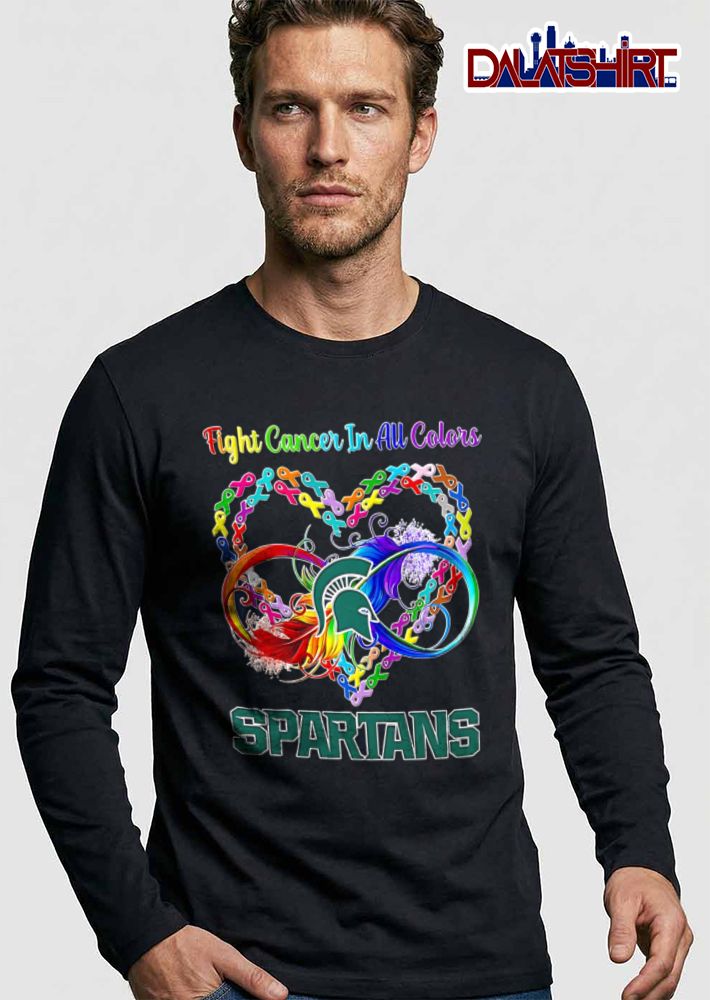 Michigan State Spartans NCAA Fight Cancer In All Colors Ribbon Heart Colorful Infinity Symbol shirt