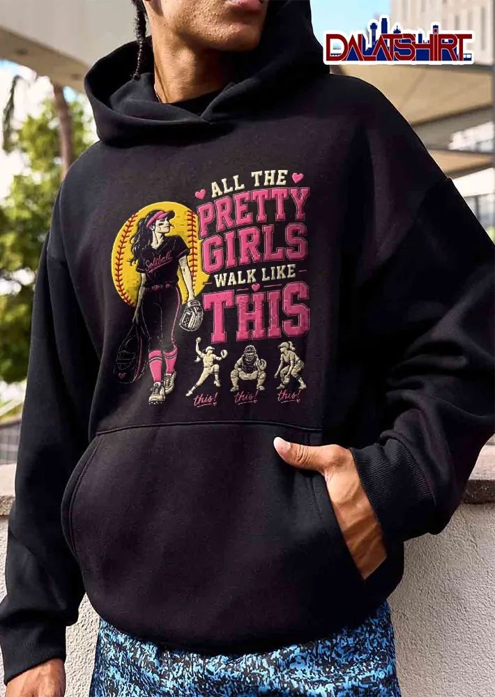 All The Pretty Girls Walk Like This Softball Player Carrying Bag Equipment Vintage shirt