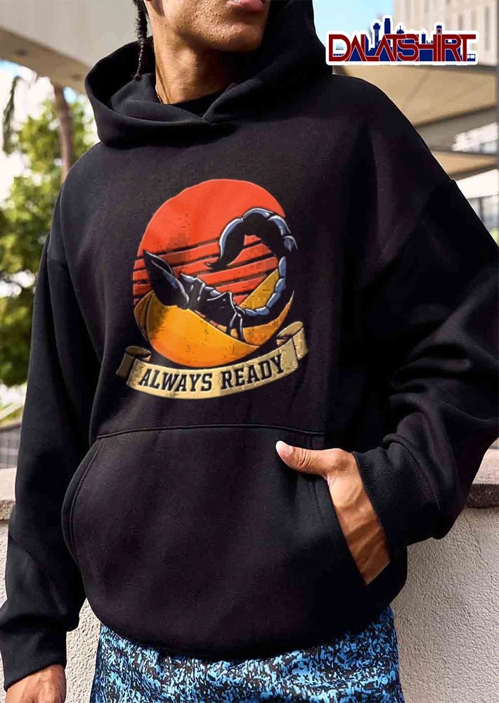 Always Ready Black Scorpion Desert Retro Sunset Ribbon shirt