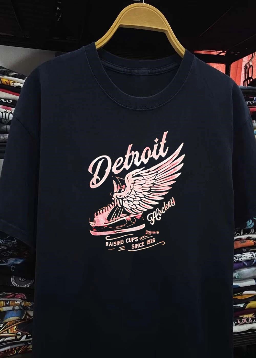 Original 6 Raising Cups Since 1926 Detroit Hockey Winged Skate T-Shirt