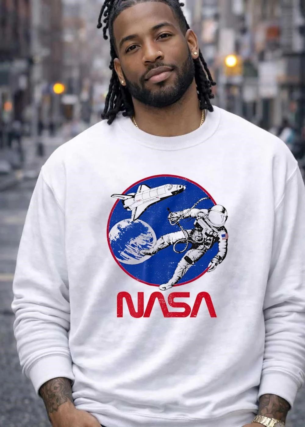 Nasa Distressed Space Shuttle Tethered Astronaut Earth Circle shirt