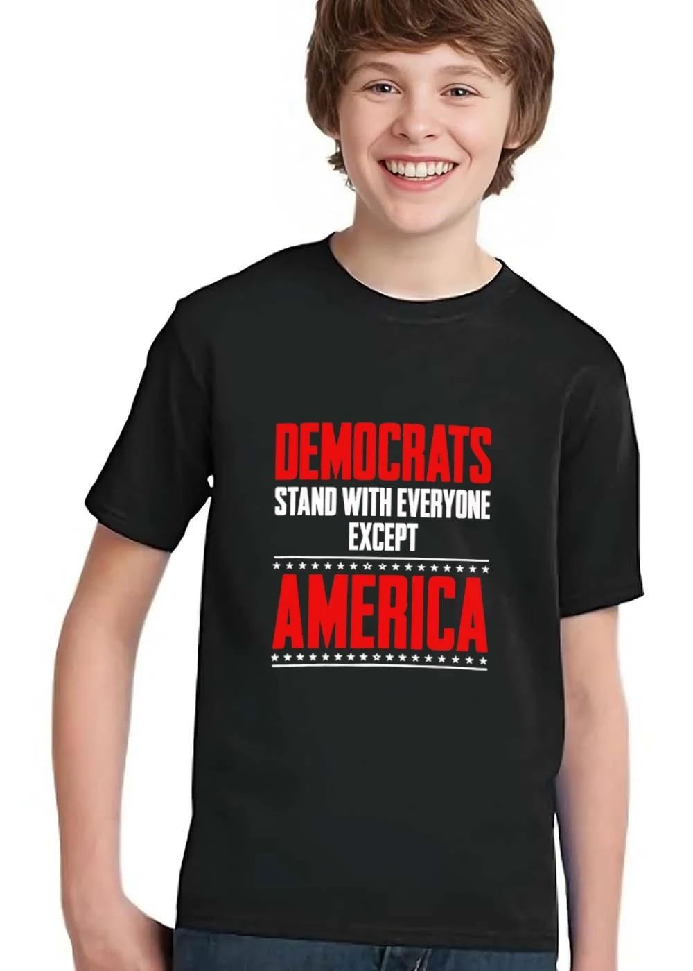 Democrats Stand With Everyone Except America Red White Typography Star Lines shirt