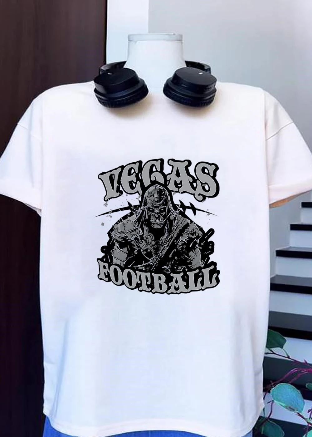 Vegas Football Undead Warrior Grayscale Graphic T-Shirt