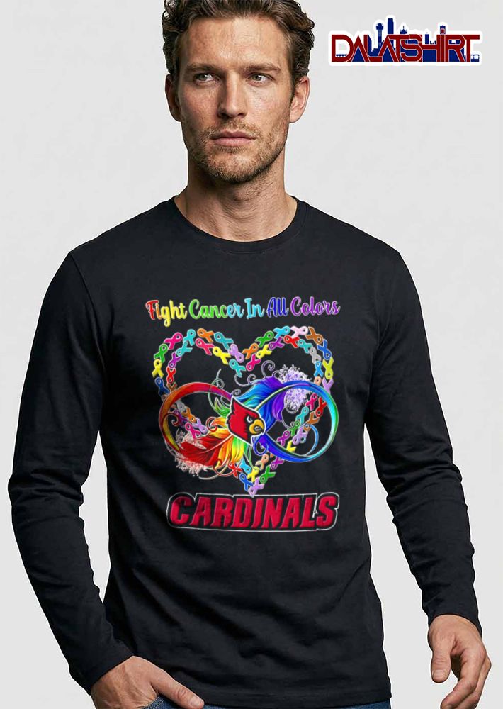 Louisville Cardinals NCAA Fight Cancer In All Colors Ribbon Heart Rainbow Feather Infinity Symbol shirt