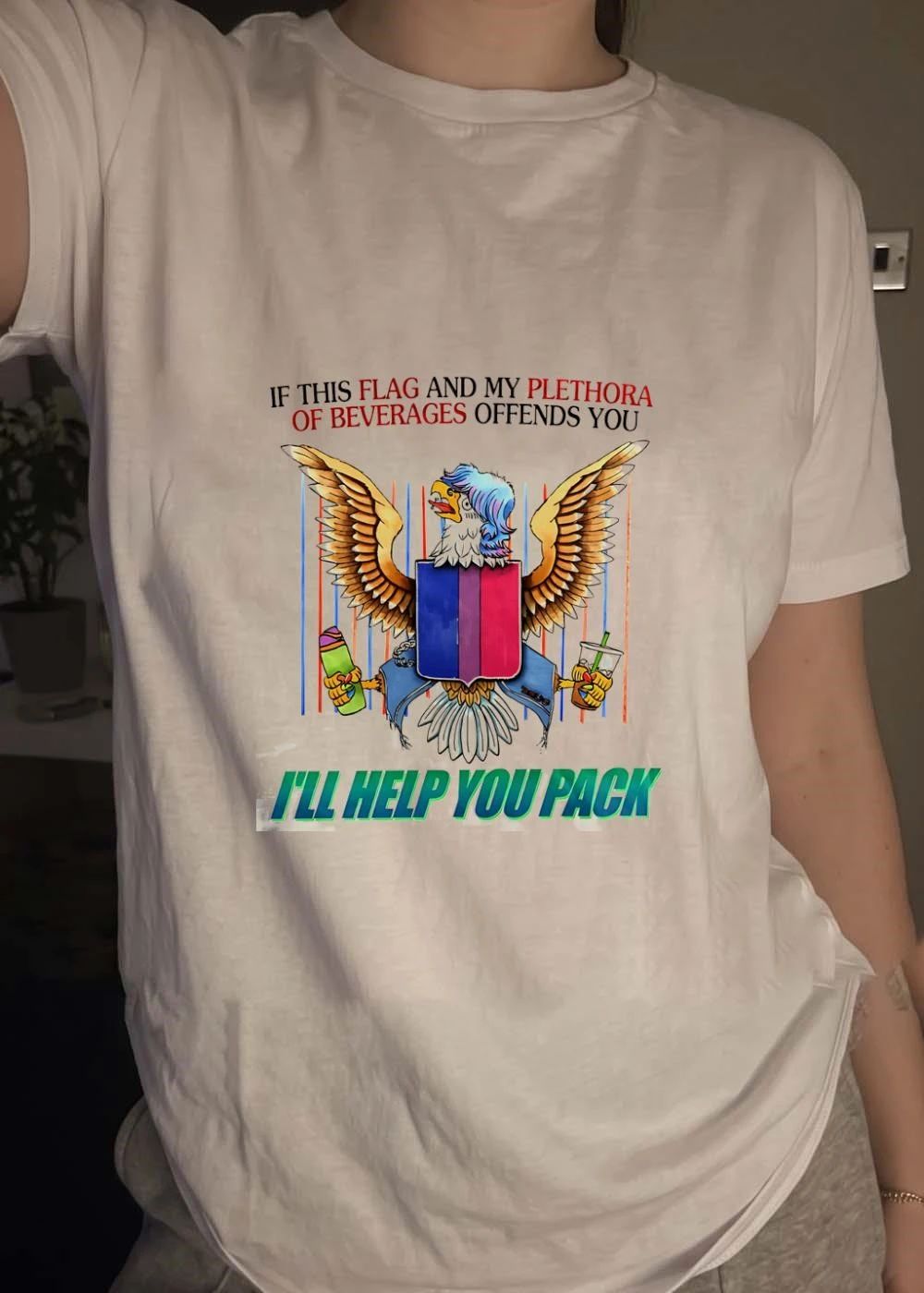 If This Flag and My Plethora of Beverages Offends You I Will Help You Pack Eagle shirt