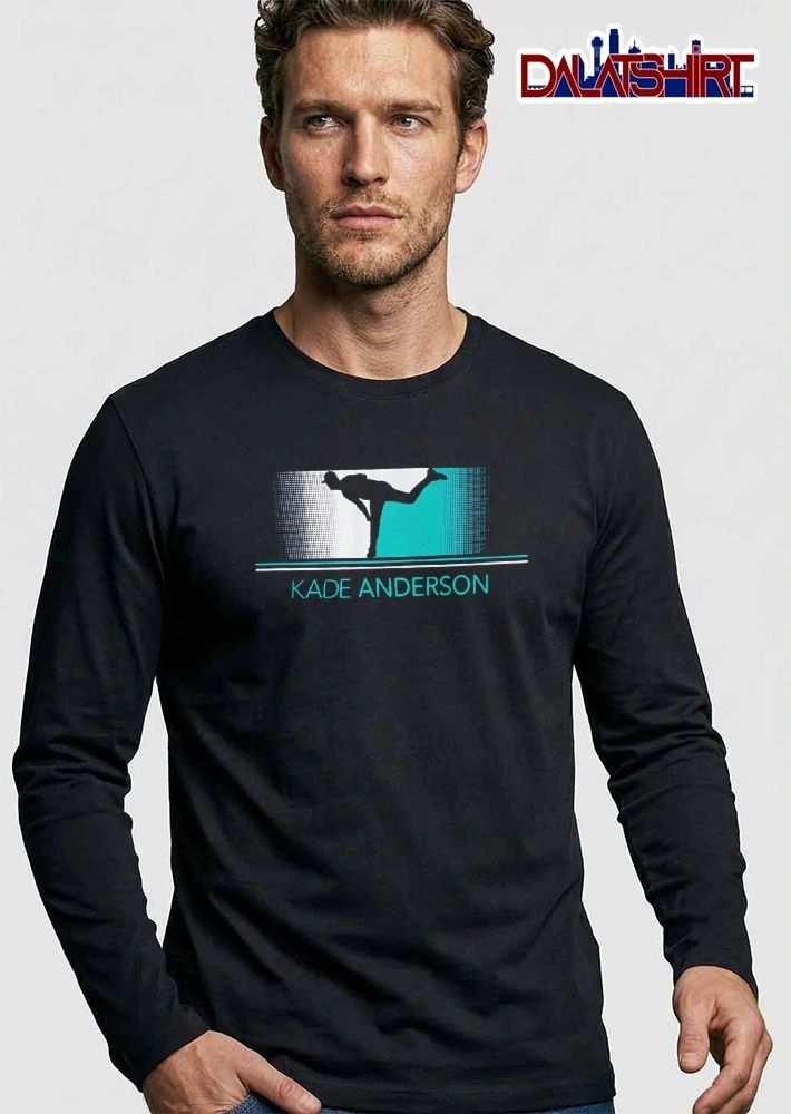 Kade Anderson Baseball Pitcher Silhouette Halftone Teal Background shirt