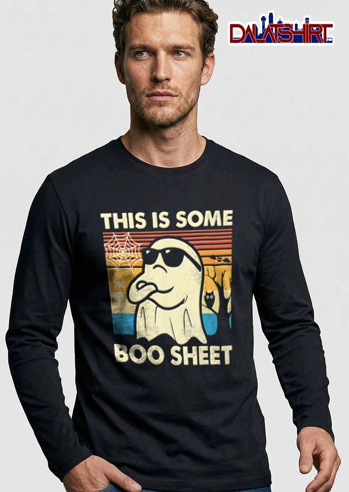 This Is Some Boo Sheet Retro Sunset Ghost Sunglasses Tree Silhouette shirt