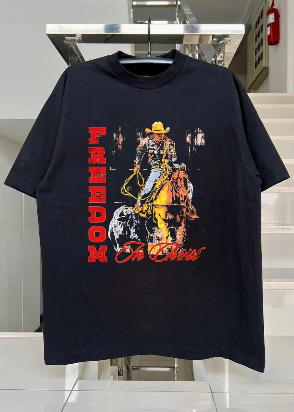 Freedom in Christ Cowboy Roping a Calf shirt