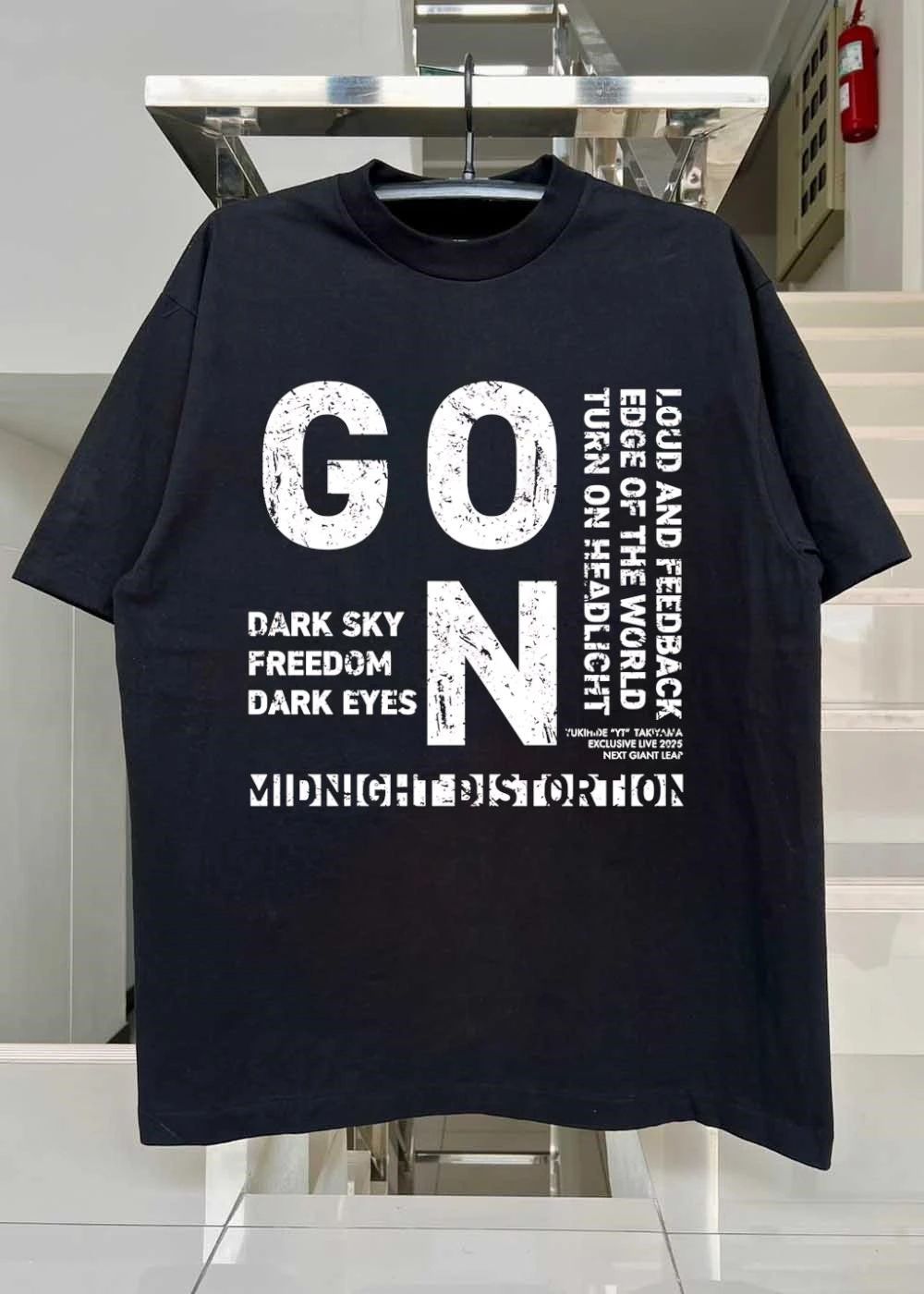 Yukihe YT Takiyama Exclusive Live 2025 Next Giant Leap Go On Dark Sky Freedom Eyes Loud Feedback Edge of the World Turn on Headlight Midnight Distortion T-Shirt