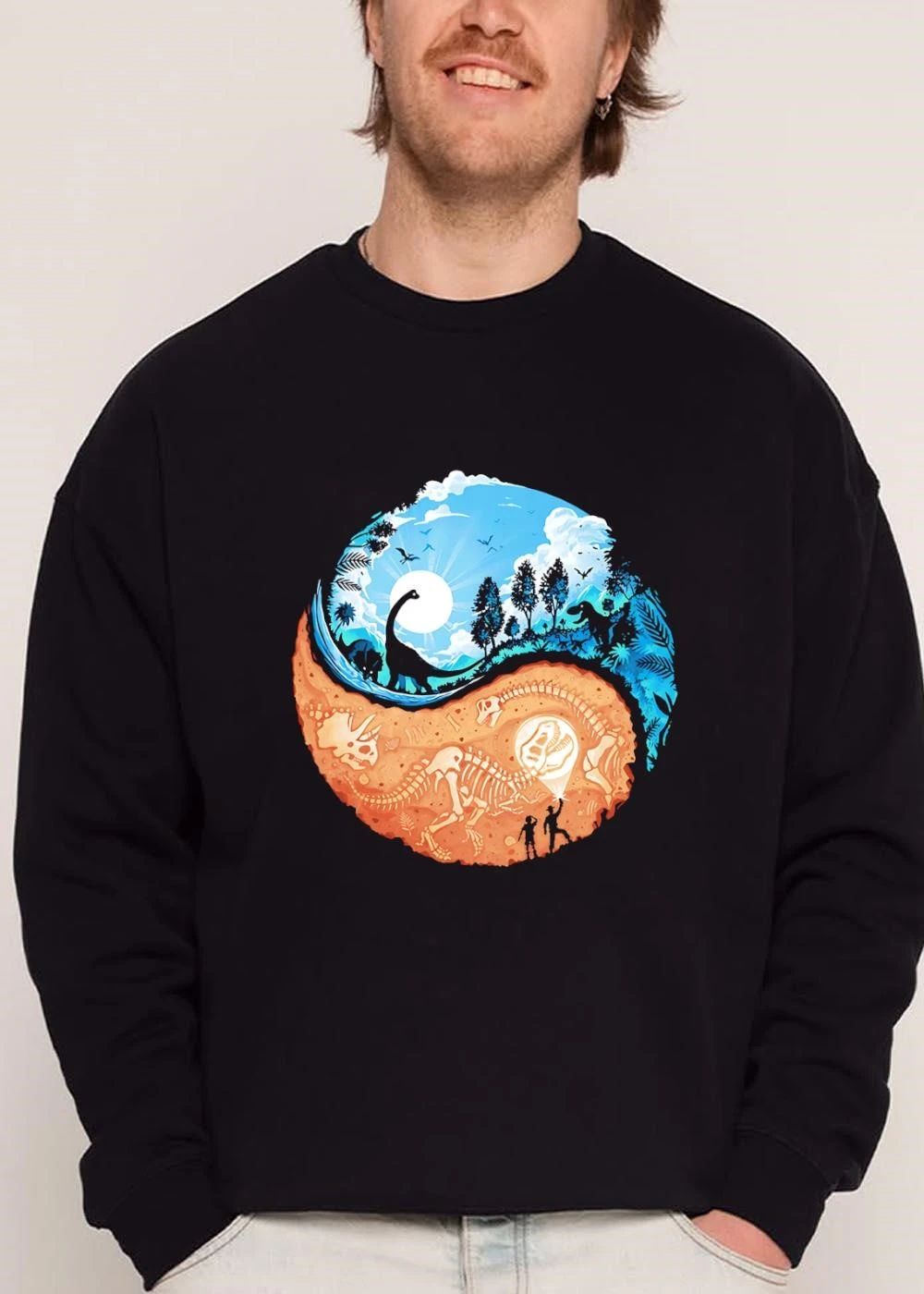 Yin Yang Prehistoric Dinosaurs Paleontologists Fossils Silhouette shirt