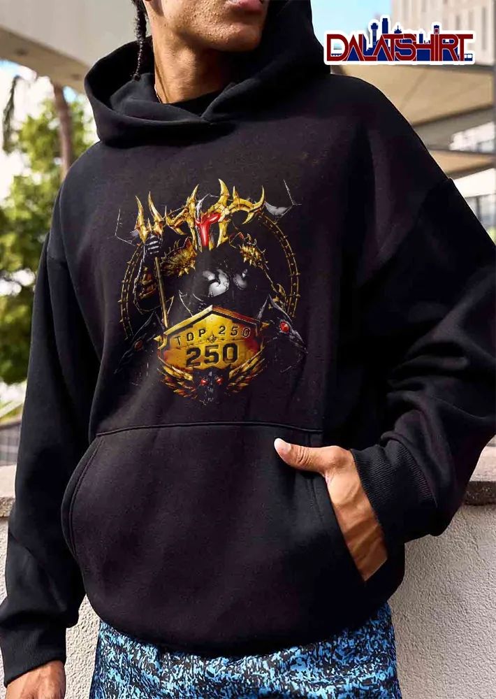 250 Golden Armored Warrior Trident Horned Helmet Crest shirt