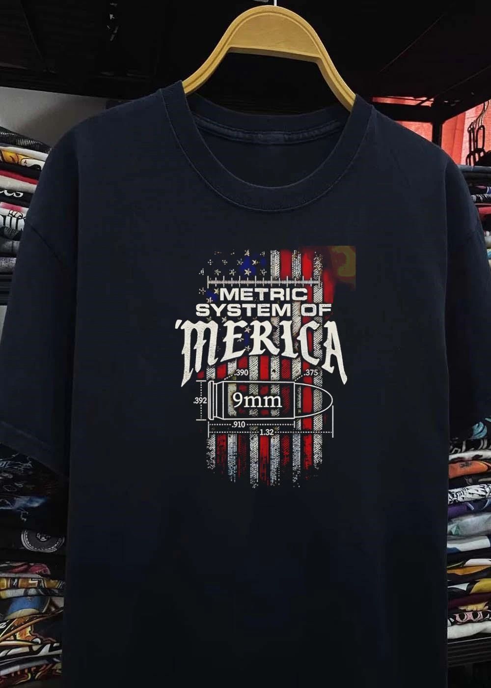 Metric System of Merica 9mm Bullet Graphic shirt