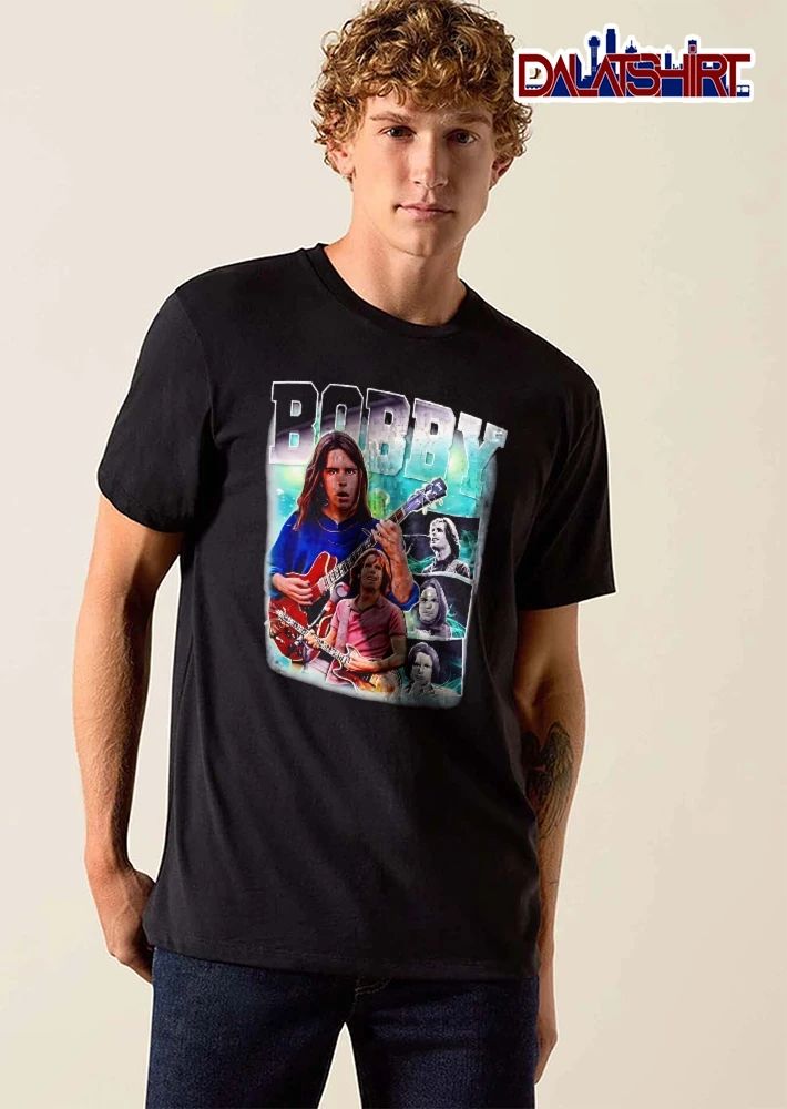 Bobby Guitarist Playing Red Electric Guitar Collage Photos Bootleg shirt
