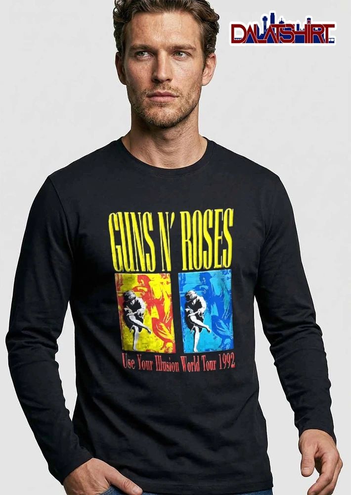 Guns And Roses Use Your Illusion World Tour 1992 Red Yellow Blue Album Art Panels shirt