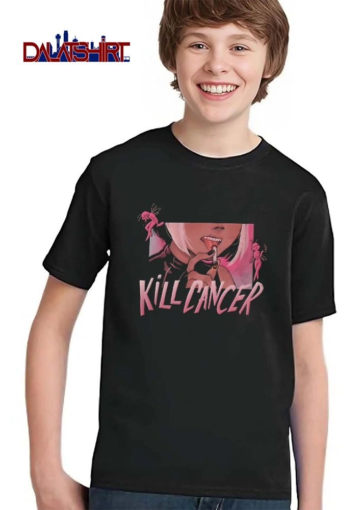 Kill Cancer Anime Girl Licking Lit Cigarette Pink Fairies shirt