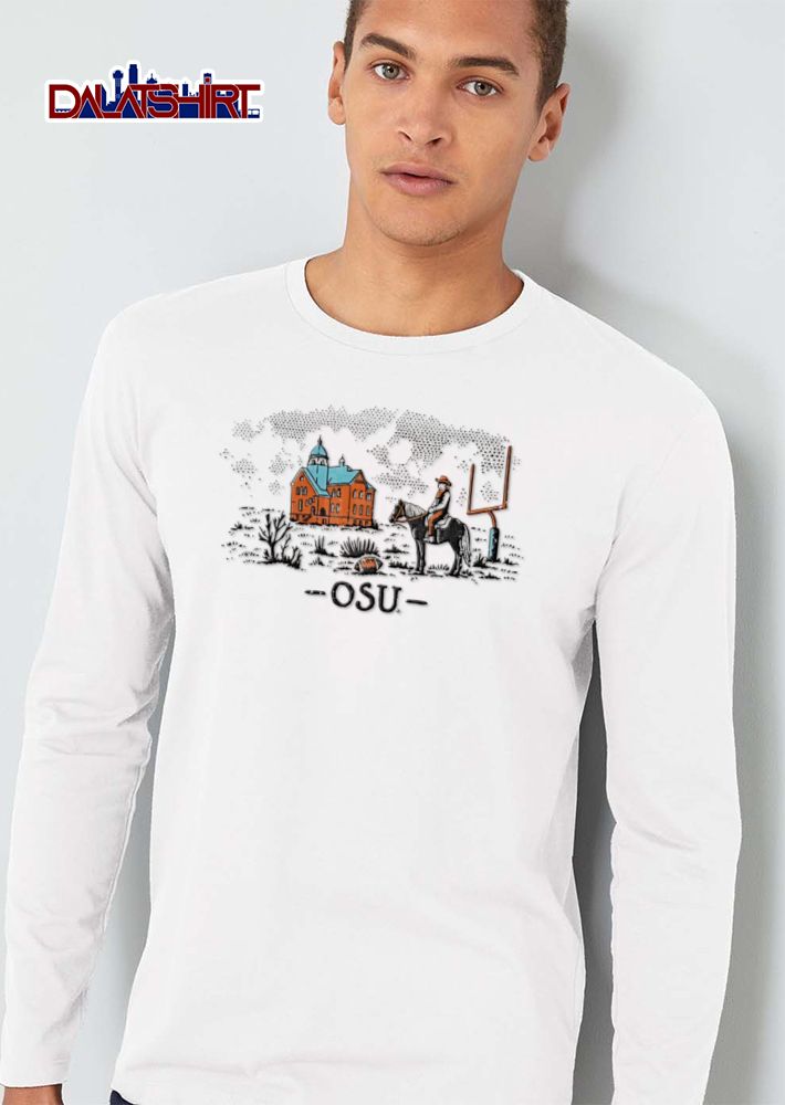 Oklahoma State Cowboys NCAA Osu Rider On Horse Building Football Goalpost shirt