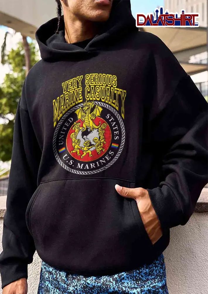 United States US Marines Very Serious Marine Casualty Yellow Dragon Globe Children Rainbow Flag shirt