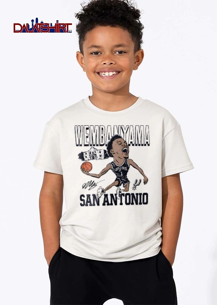 San Antonio Spurs NBA Wembanyama Cartoon Caricature Alamo Basketball shirt