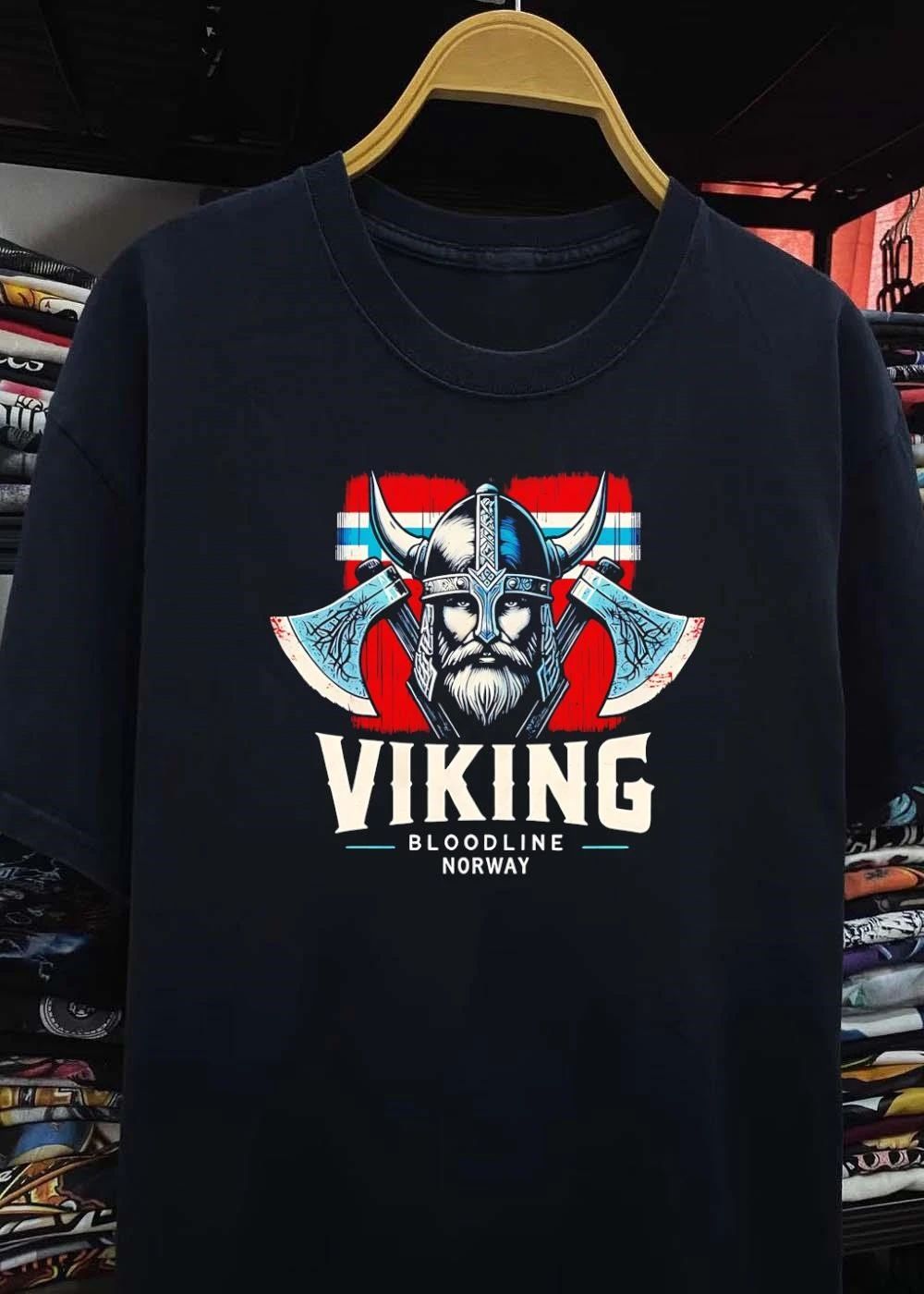 Viking Bloodline Norway Viking Warrior With Crossed Axes T-Shirt