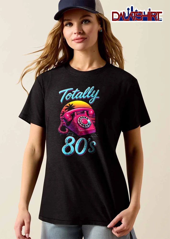 Totally 80s Pink Neon Rotary Telephone Sunset Synthwave Grid shirt