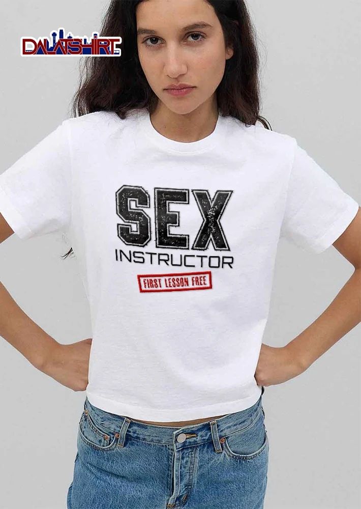Sex Instructor First Lesson Free Distressed Text Red Stamp Box shirt