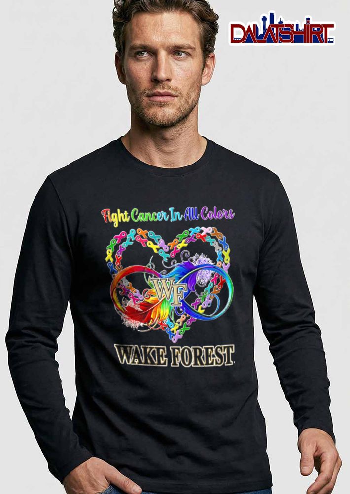 Wake Forest Demon Deacons NCAA Fight Cancer In All Colors Awareness Ribbons Heart Rainbow Infinity Feather shirt