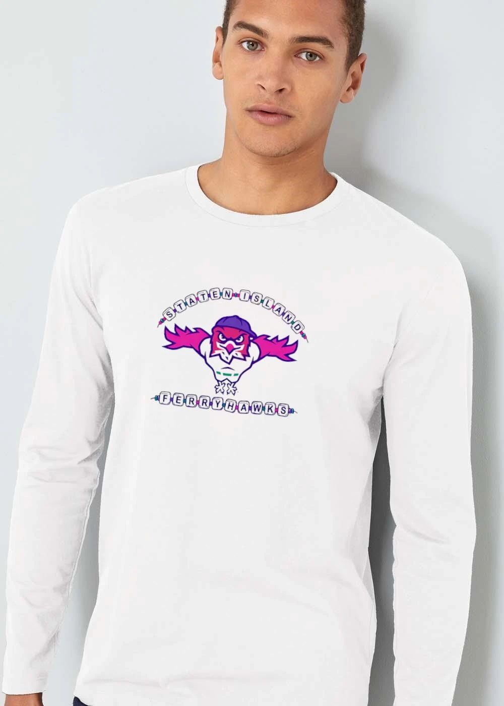 Staten Island Ferryhawks Cartoon Bird Mascot Backwards Cap Letter Beads shirt