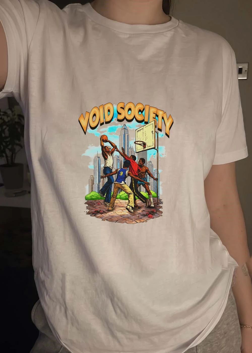 Void Society Street Basketball Players Action Cityscape T-Shirt