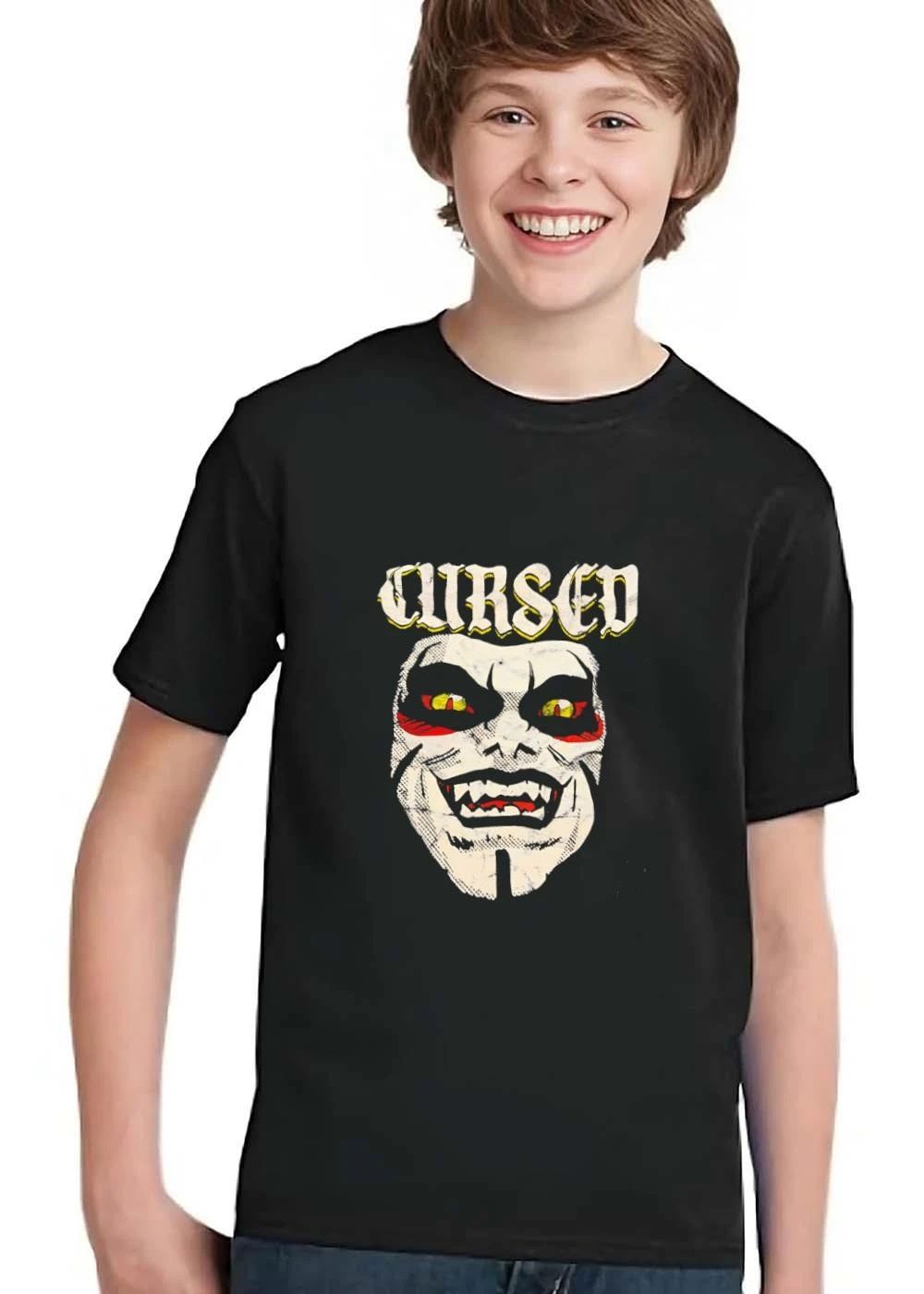 Cursed Distressed Halftone Comic Vampire Face Sharp Fangs shirt