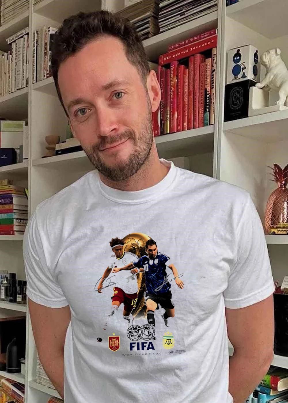 Jee World Cup Final Spain Argentina Soccer Players Competing Fifa Shirt