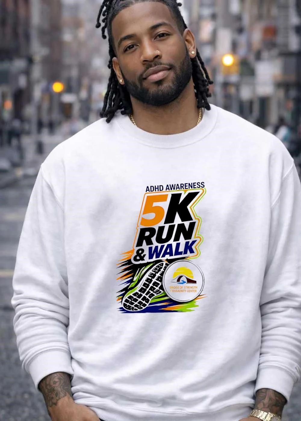 ADHD Awareness 5K Run & Walk Bridge of Strength Community Center shirt