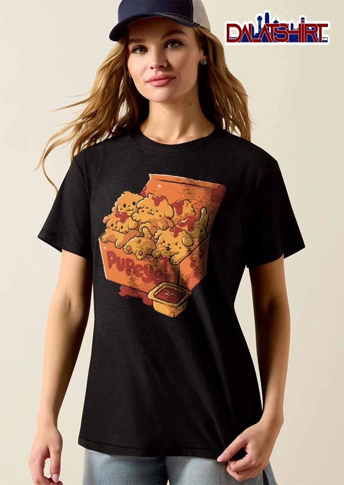 Pupeyes Golden Puppy Chicken Tenders Fast Food Box Sauce Cartoon shirt