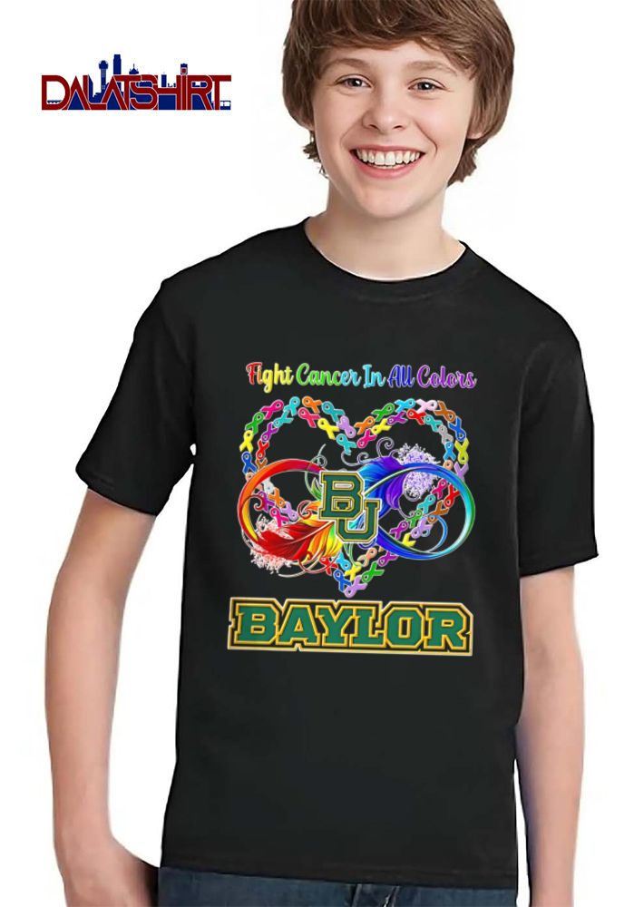 Baylor Bears NCAA Fight Cancer In All Colors Awareness Ribbons Heart Feather Infinity Symbol shirt