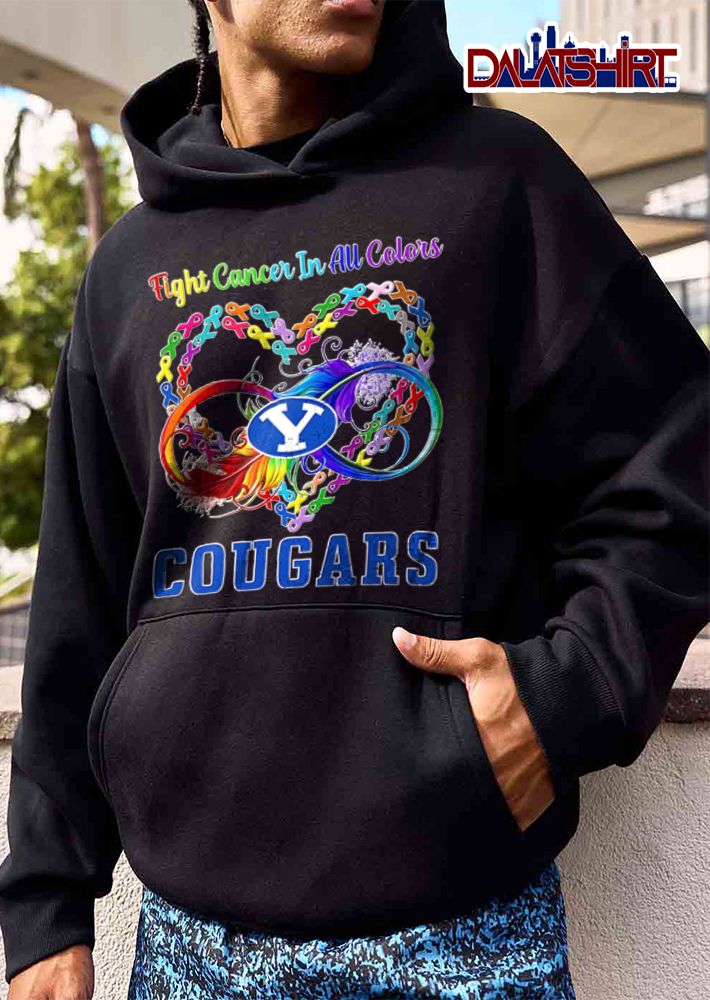 Byu Cougars NCAA Fight Cancer In All Colors Rainbow Awareness Ribbons Heart Infinity Feather shirt