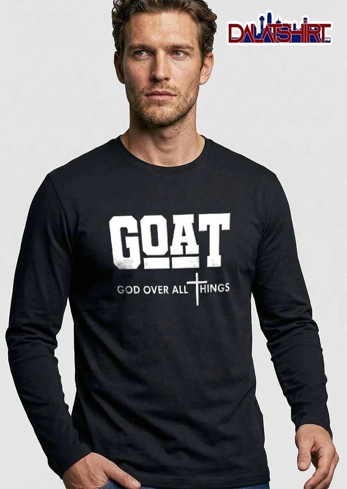 Goat God Over All Things Christian Cross Block Typography shirt