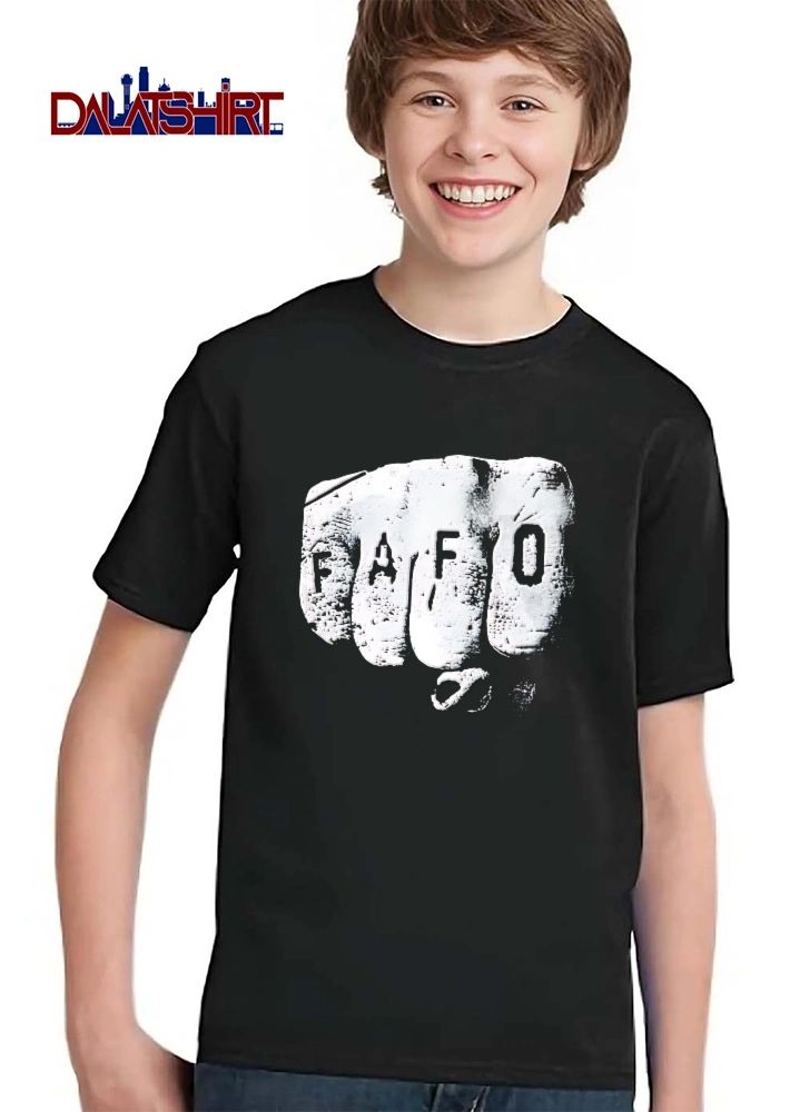 Fafo Distressed Clenched Fist Knuckle Punch Black And White shirt