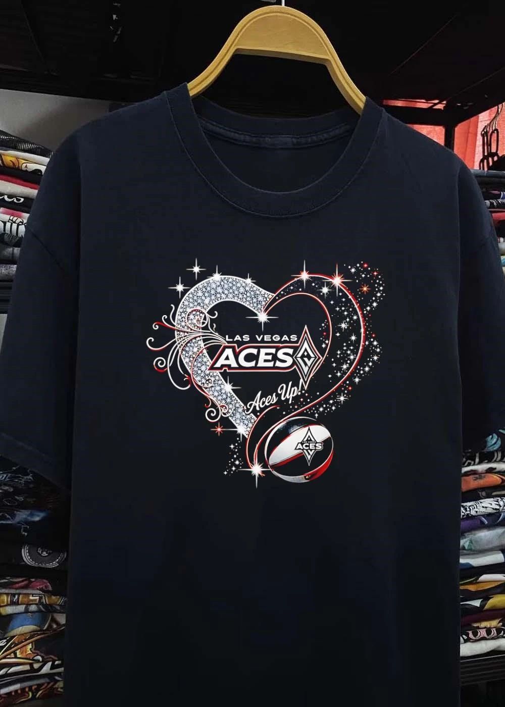 Las Vegas Aces WNBA Up Rhinestone Heart Sparkle Stars Basketball shirt
