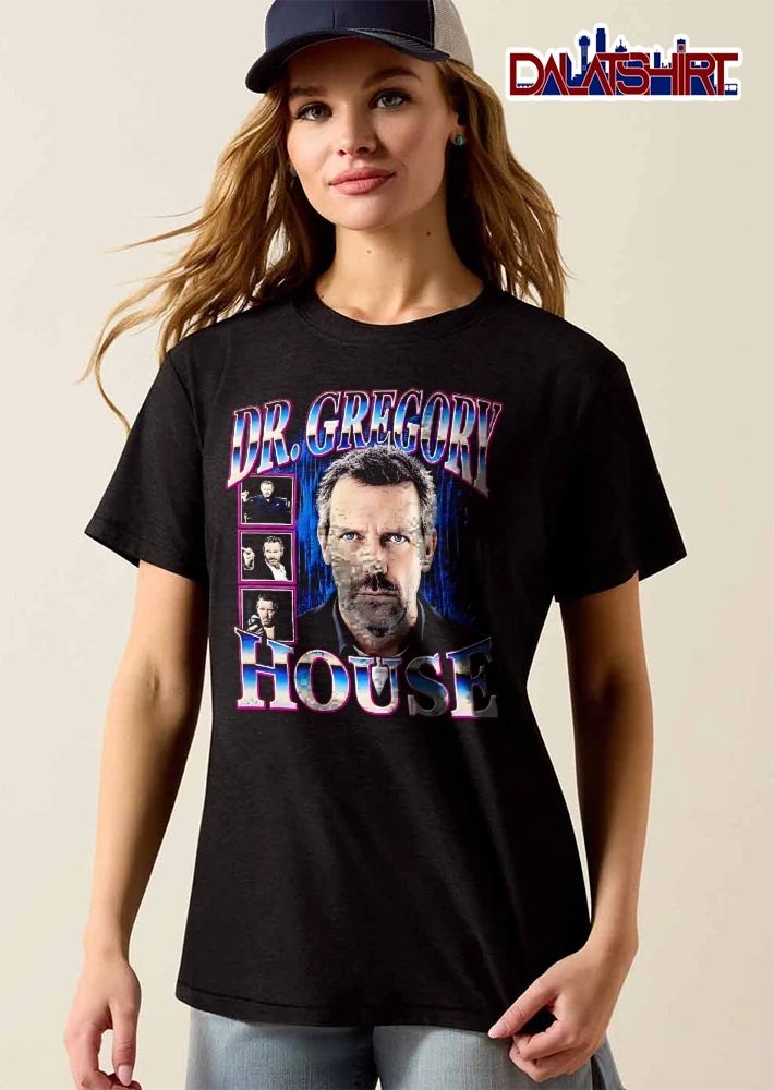 Dr Gregory House Close Up Portrait Inset Photos 90s Bootleg shirt