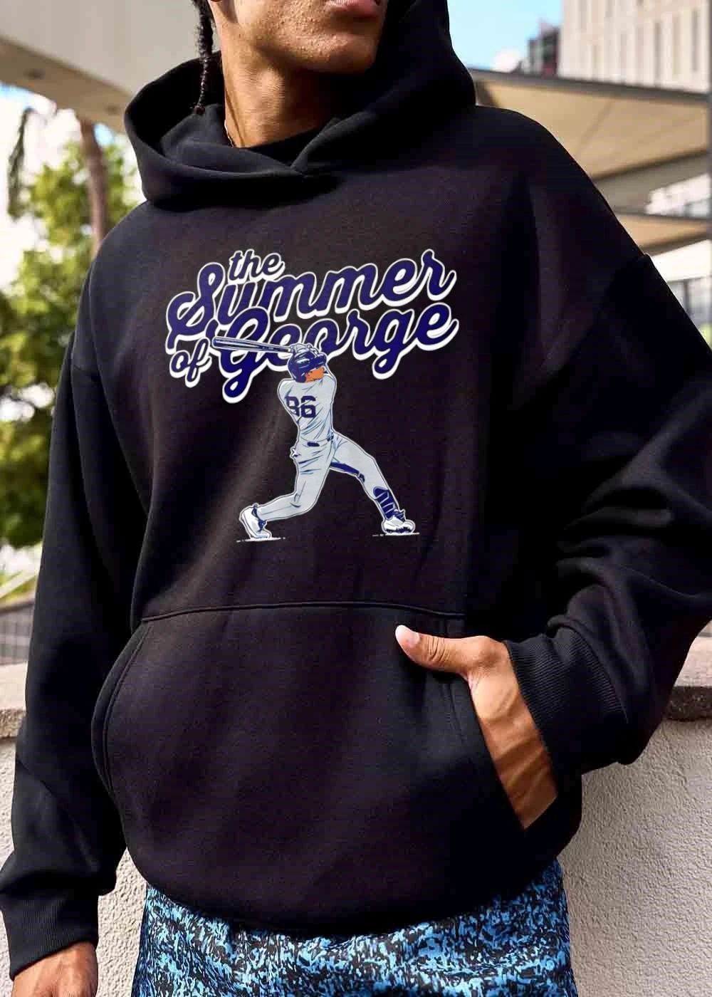 The Summer Of George Baseball Player Swinging Bat Grey Uniform Number 96 shirt
