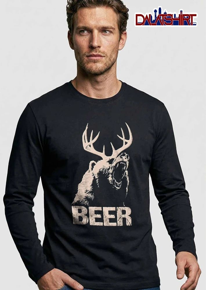 Beer roaring Bear Antlers shirt