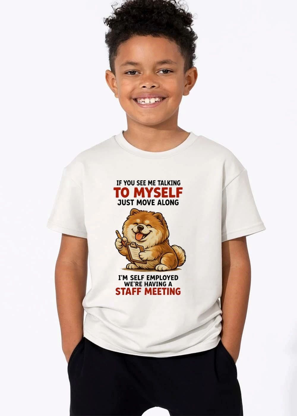 If You See Me Talking To Myself Just Move Along Im Self Employed Were Having A Staff Meeting Cartoon Dog shirt
