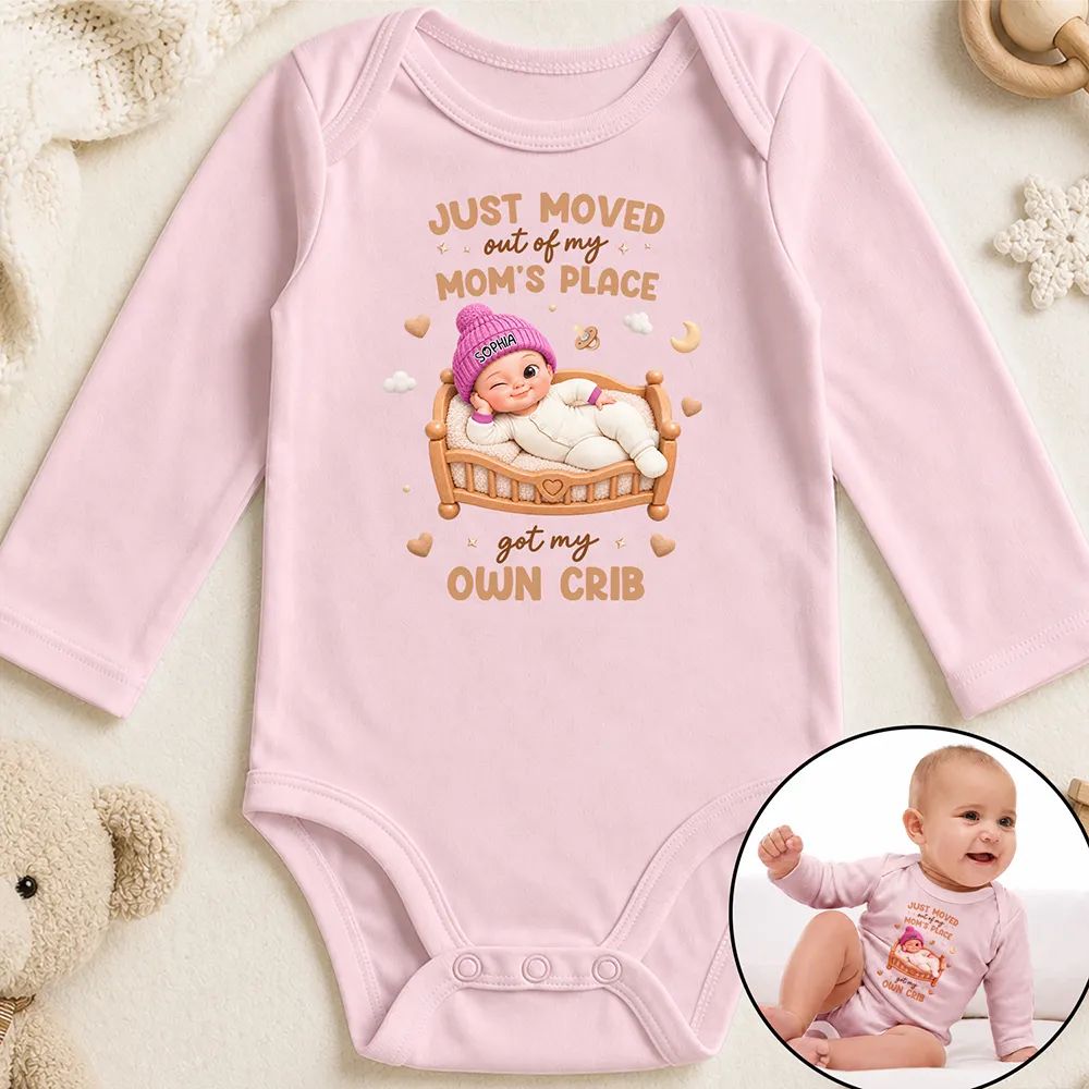 Just Moved Out My Mom's Place Baby Shower Gifts For New Moms New Dads New Parents - Personalized Baby Onesie