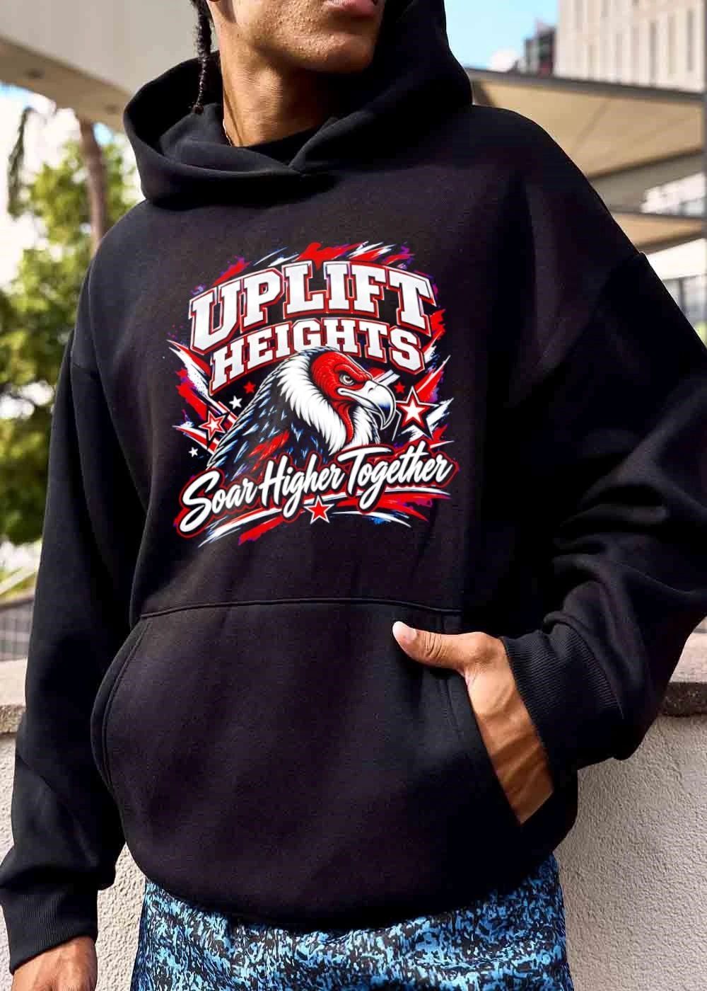 Uplift Heights Soar Higher Together Vulture Head Red Face Stars shirt